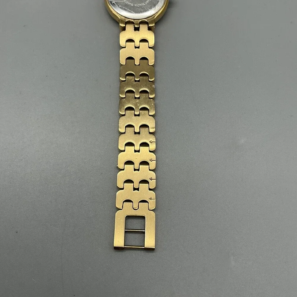 Bulova Womens Watch 24mm Black Dial Gold Tone Bracelet Diamond New Battery 6.75